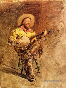 Chanteur de cow boy réalisme portraits Thomas Eakins Peinture à l'huile